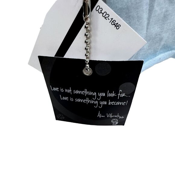 Peace Love World Oversized Scarf Light Blue Oblong Heart Peace Sign 14x84 NWT - Picture 4 of 9